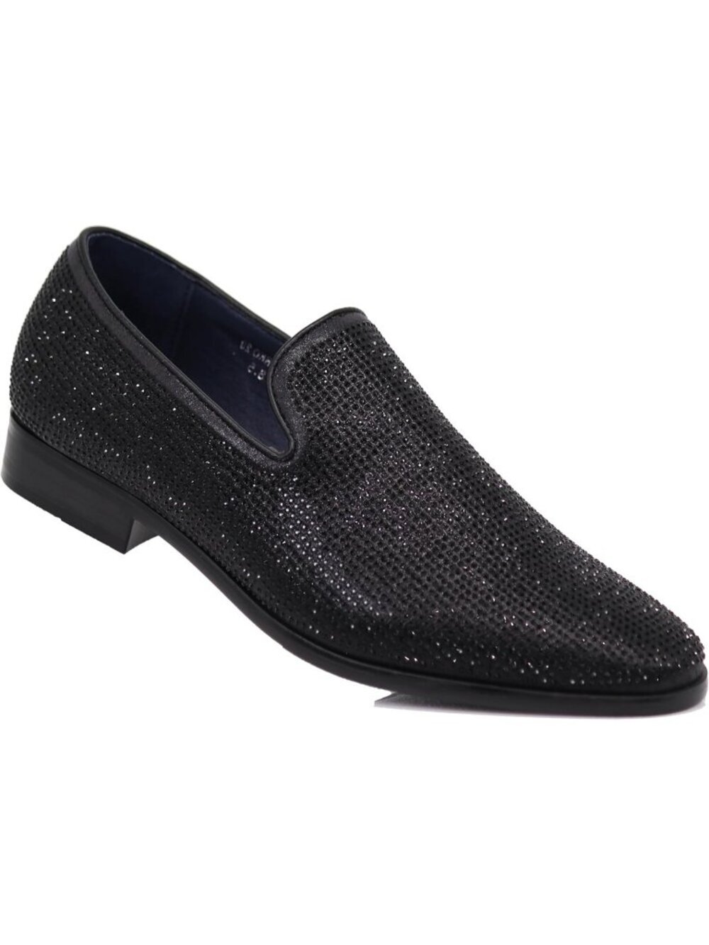 Enzo Romeo Men's Black68 Vintage Velvet Rhinestone Loafer Slip On Tuxedo Shoes
